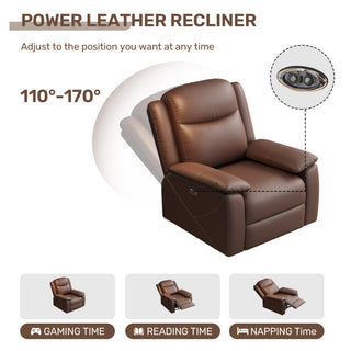 Sunvega Oversized Electric Recliner Chair with USB Charging Port and Overstuffed Cushion