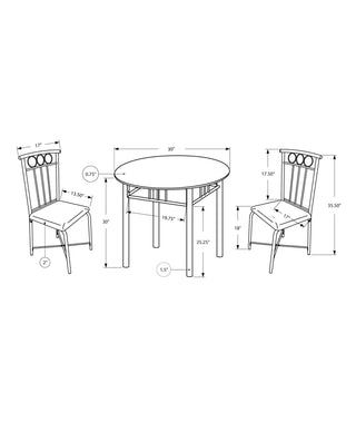 Sunvega 3-Piece Small Round Dining Table Set with Black Metal Chairs