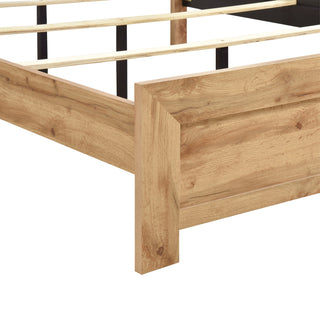 Sunvega Natural Finish Full Bed with Headboard Footboard and Rails