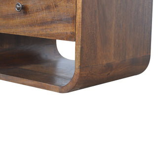 Sunvega Solid Mango Wood Chestnut Nightstand with 2 Drawers and Open Slots