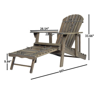 Sunvega Folding Acacia Wood Adirondack Chair with Slatted Seat and Rustic Design