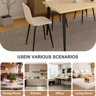 Sunvega 63-inch Modern Dining Table with Wooden Tabletop and Iron Legs for 6-8 People