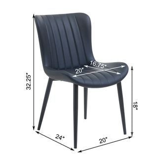 Sunvega Set of 2 Black Faux Leather Mid-Century Modern Armless Dining Chairs
