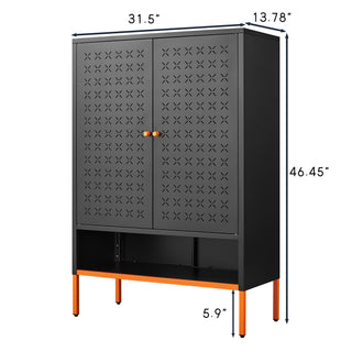 Sunvega Elevated Shoe Cabinet with Adjustable Shelves and Butterfly Doors
