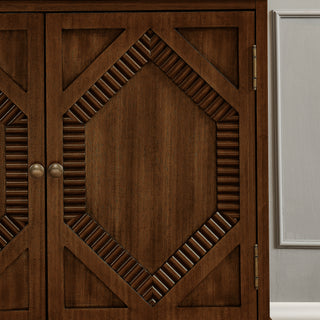 Sunvega Mid Century Modern Sideboard Buffet Cabinet with Spacious Storage and Geometric Accent
