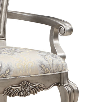 Sunvega Tufted Side Chairs with Antique Platinum Finish and Scrollwork (Set of 2)