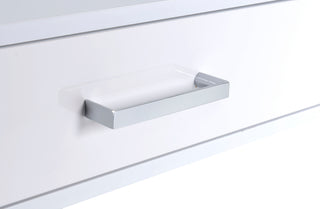 Sunvega Black High Gloss Writing Desk with USB Port and Two Storage Drawers