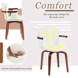 Sunvega Mid-Century Modern Bentwood Swivel Dining Chairs with PU Leather Upholstery