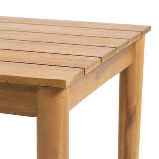 Sunvega Rustic Acacia Wood Slat Top Side Table for Outdoor Patio Use