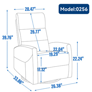 Sunvega Manual Recliner Chair with 360 Degree Swivel and Rocking Function in Grey Fabric
