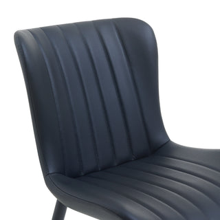 Sunvega Set of 2 Black Faux Leather Mid-Century Modern Armless Dining Chairs
