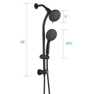 Sunvega No-Tool Installation 5 Inch Rain Shower & 7-Spray Handheld Combo with Slide Bar