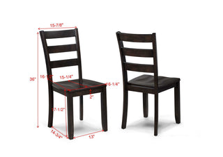 Sunvega Contemporary Dark Wood Finish Square Table with Ladder-back Chairs Dining Set