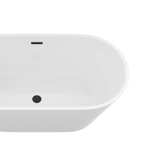 Sunvega 59 Inch Acrylic Freestanding Soaking Tub with Gold Overflow Drain