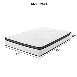 Sunvega 12 Inch Full Hybrid Mattress with Pocket Coils and Memory Foam for Medium Firm Pressure Relief