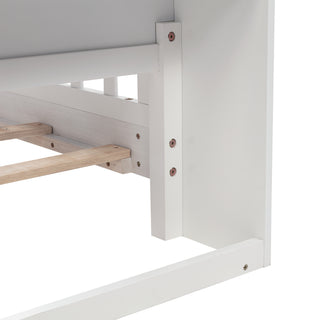Sunvega Twin Pine Wood Bed with LED Motion Sensor Light and Bookcase Headboard