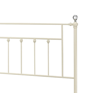 Sunvega Comet White Finish Queen Bed with Elegant Spindle Design and Crystal Accents