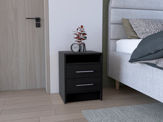 Sunvega Modern Nightstand with Two Spacious Drawers and Metal Handles for Bedroom