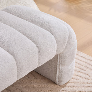 Sunvega Modern Upholstered Armless Bed Bench with Channel Tufted Chenille Ottoman for Living Room