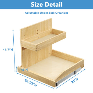 Sunvega 2 Tier Pull Out Cabinet Organizer with Soft Close and U Bracket