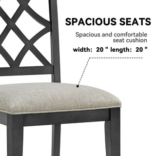 Sunvega Solid Rubber Wood Frame Upholstered Dining Chairs Set of 2 with Spacious Cushion