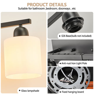 Sunvega Gold Vanity Light Fixture with Milky White Glass Shade for Mirror Bathroom