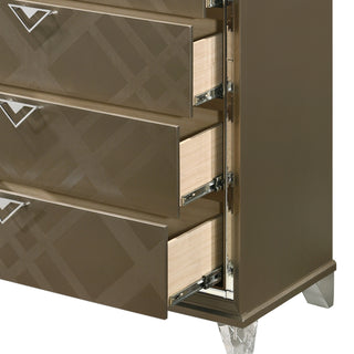 Sunvega Skylar Dark Champagne Finish Nightstand with Two Spacious Embossed Drawers