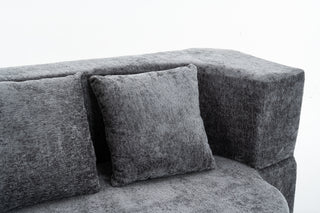 Sunvega Chenille Fabric Convertible Sofa Bed with High-Density Rebound Sponge for Living Room
