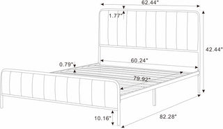 Sunvega Upholstered Queen Bed Frame with Tufted Headboard and Soft Fabric