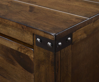 Sunvega Rustic Brown Two Drawer Nightstand with Sleek Metal Handles for Bedroom