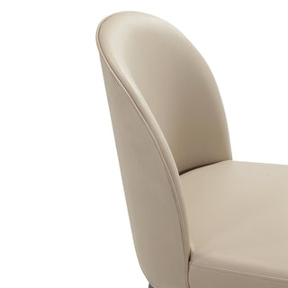 Sunvega Modern Upholstered Dining Chairs Set of 2 in Sand with Leatherette and Velvet