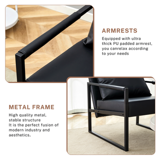 Sunvega Modern Minimalist PU Leather and Metal Frame Sofa Chair for Living Room