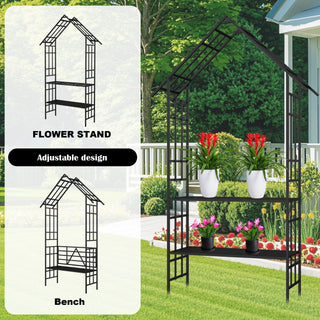 Sunvega Black Metal Garden Arch Gate for Climbing Plants Support Outdoor Decor