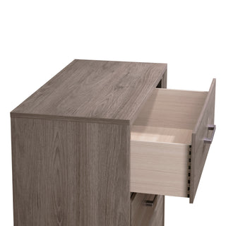 Sunvega Contemporary Gray Oak Nightstand with Two Drawers and Metal Hand Pull