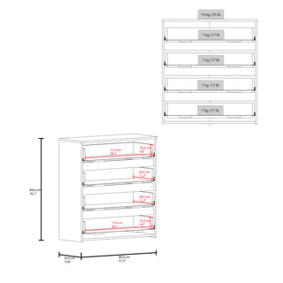 Sunvega Four Drawer Dresser with Superior Top in White and Light Oak