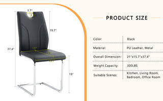 Sunvega White PU Dining Chair Set with Silver Metal Legs and High Resilience Sponge Filling