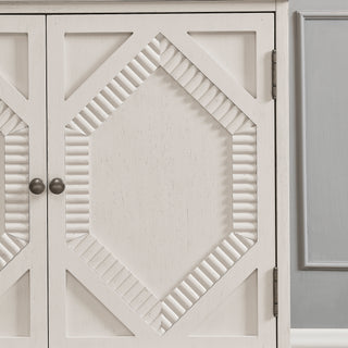 Sunvega Mid Century Modern Sideboard Buffet Cabinet with Spacious Storage and Geometric Accent