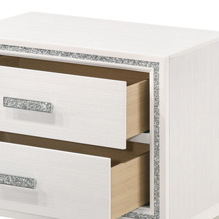 Sunvega Elegant White Finish Nightstand with Two Spacious Storage Drawers