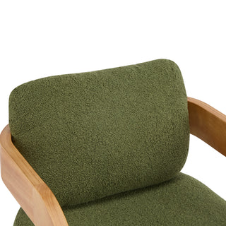 Sunvega Dining Chairs with Pillow Back, Natural Rubber Wood Frame and Beige Fabric, 2-Pack