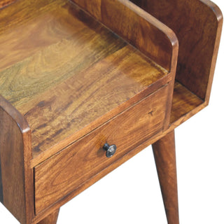 Sunvega Light Brown Chestnut Mango Wood Nightstand with Nordic Legs and Drawer