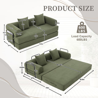 Sunvega Foldable Compressible Sofa with Metal Frame and Cushions for Small Spaces
