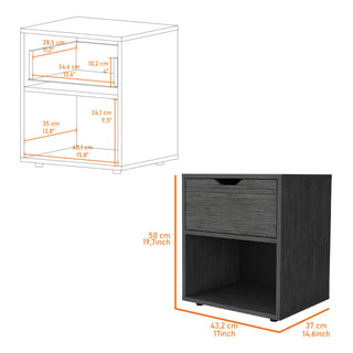 Sunvega Modern Nightstand with Spacious Drawer and Open Shelf for Bedroom