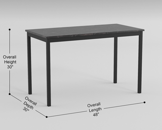 Sunvega Black Faux Marble Top Dining Table with Metal Frame for 4 Seats
