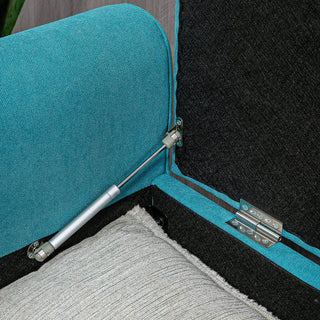 Sunvega Teal Tufted Storage Ottoman Bench with Rolled Arms for Bedroom Living Room