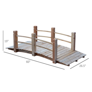 Sunvega Arched Wooden Garden Bridge with Railings for Outdoor Decoration
