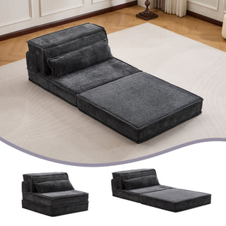 Sunvega Convertible Modular Sectional Mahjong Sofa Bed with Ottoman in Circle Fleece Fabric