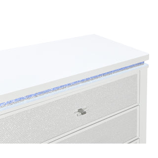 Sunvega White Nightstand with Cooler Bluetooth Speaker and LED Lighting