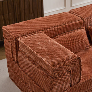 Sunvega Convertible Modular Sectional Mahjong Sofa Bed with Ottoman in Circle Fleece Fabric