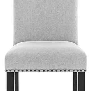 Sunvega Modern Light Gray Finish 2pc Side Chair with Fabric Upholstery and Nailhead Trim