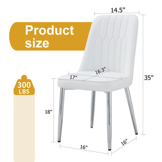 Sunvega Modern PU Leather Dining Chair with Thick Cushion and Metal Legs for Kitchen